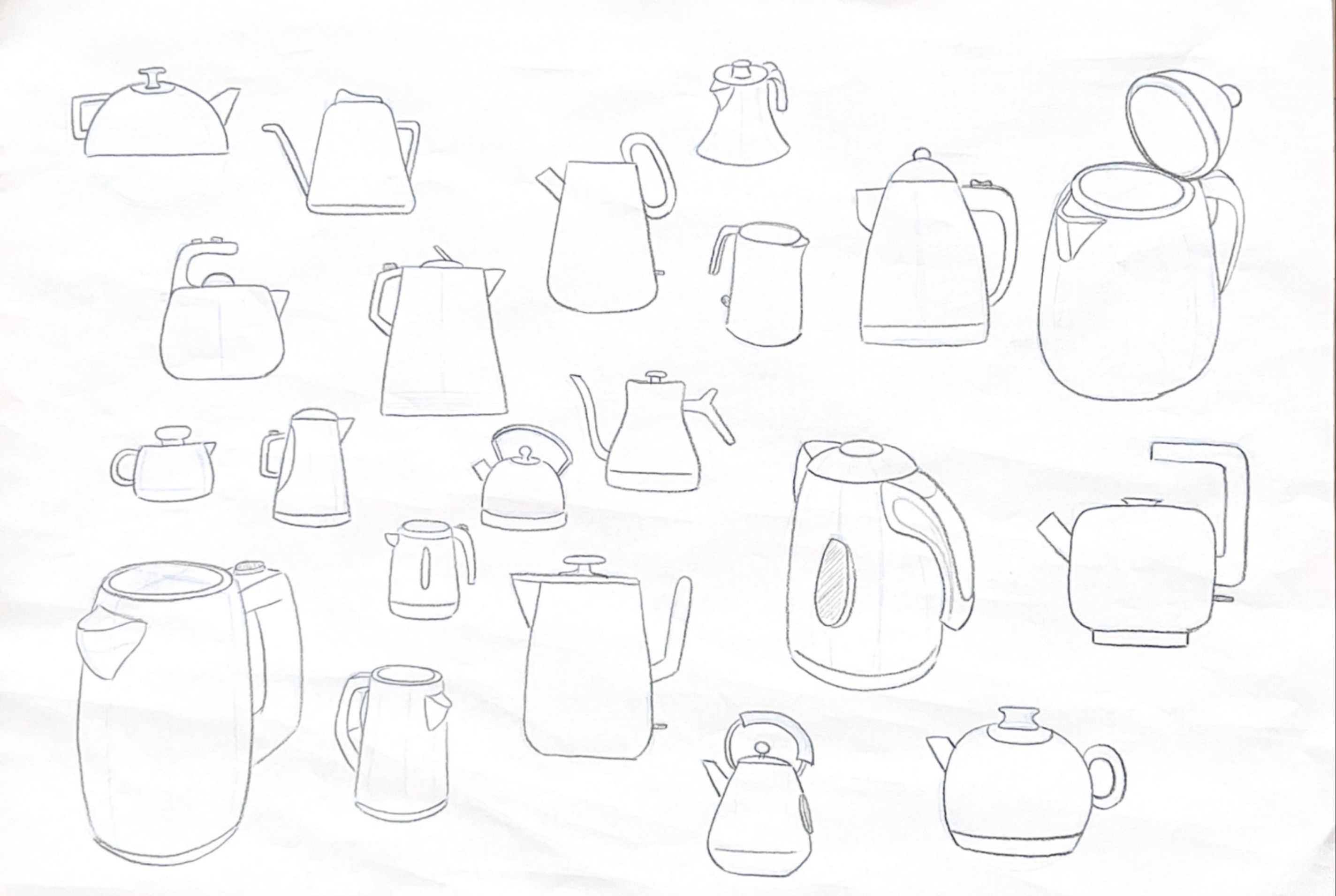 Teapot and kettle form sketches