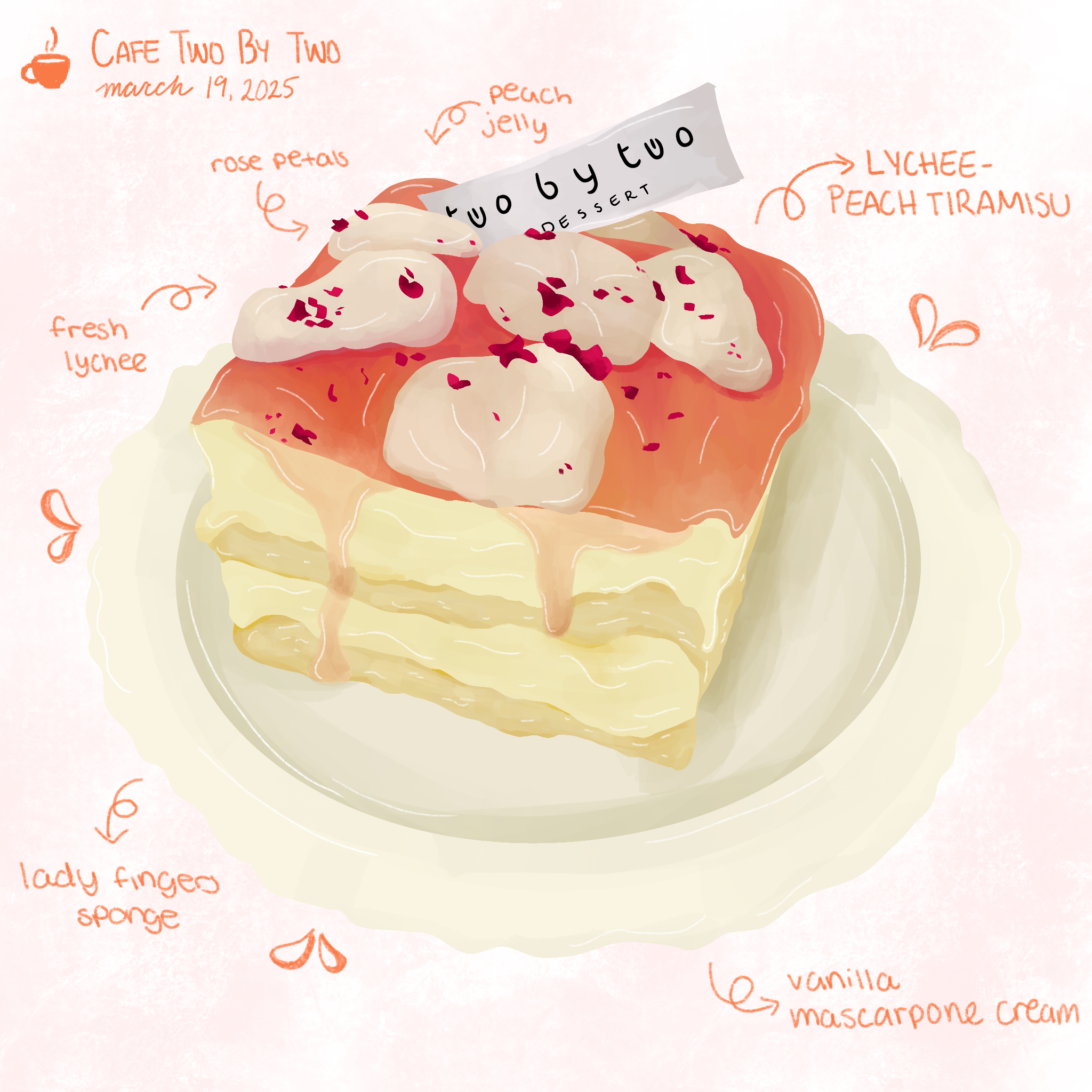 Peach lychee tiramisu