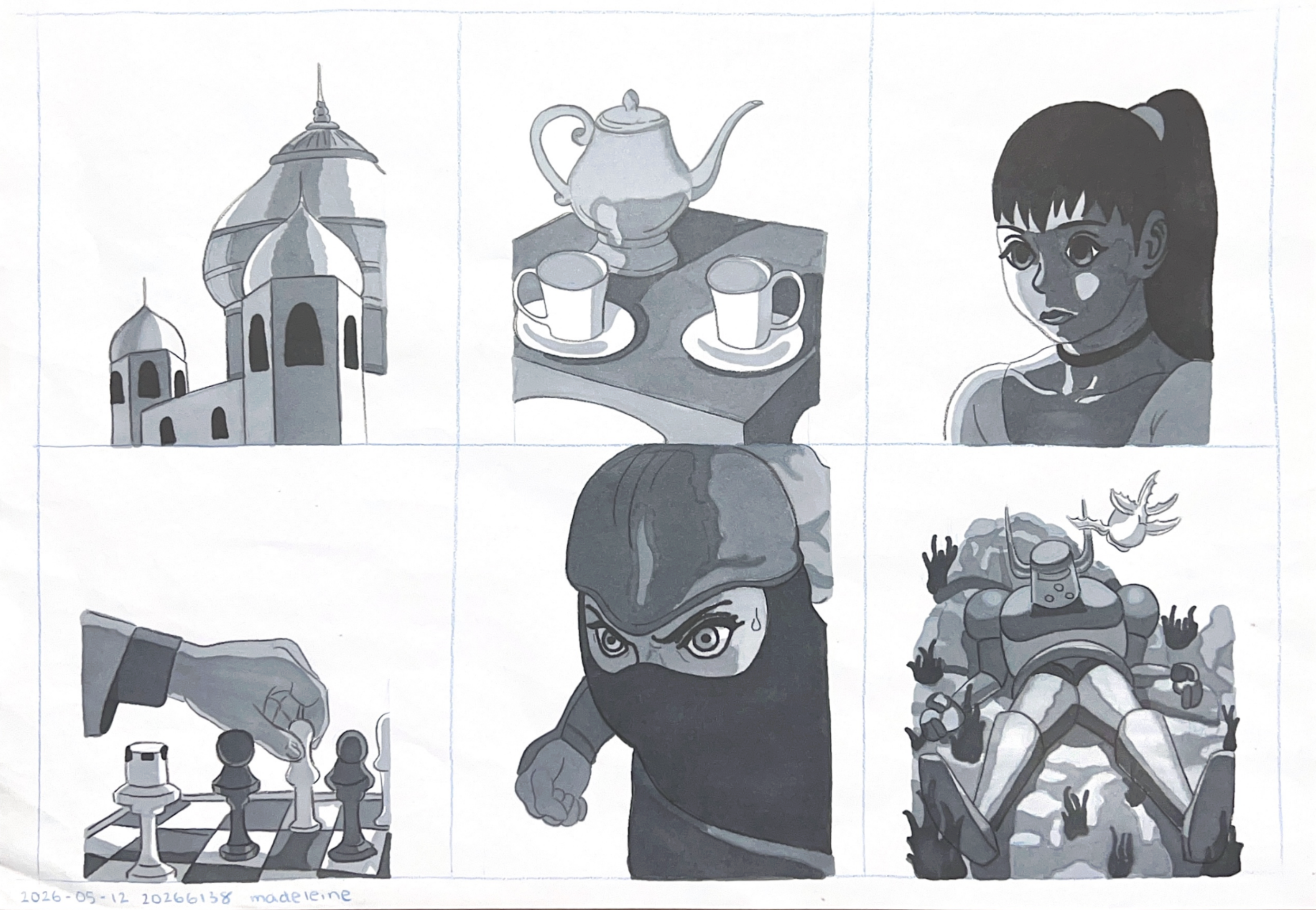 Grayscale illustration studies