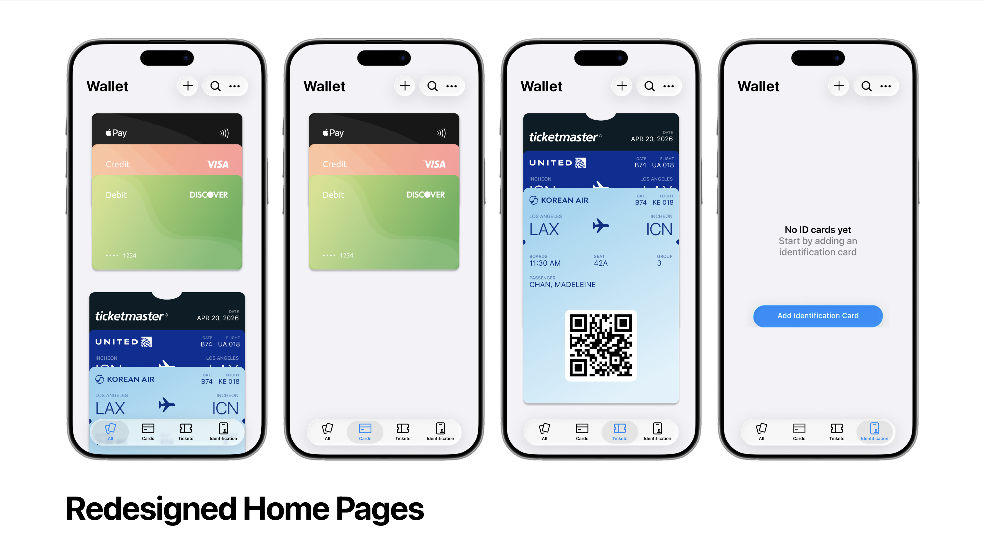 Redesigned Apple Wallet home screens